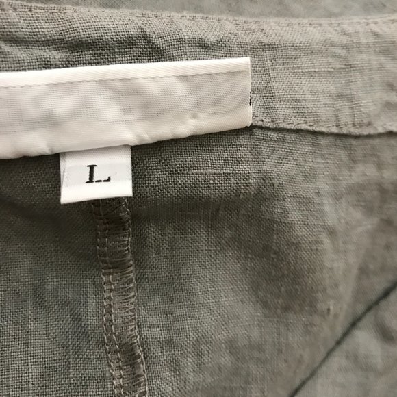 Bryn Walker 100% Linen Unstructured V Neck Wide Sleeve Lagenlook Maxi Dress Sz L - Picture 6 of 13